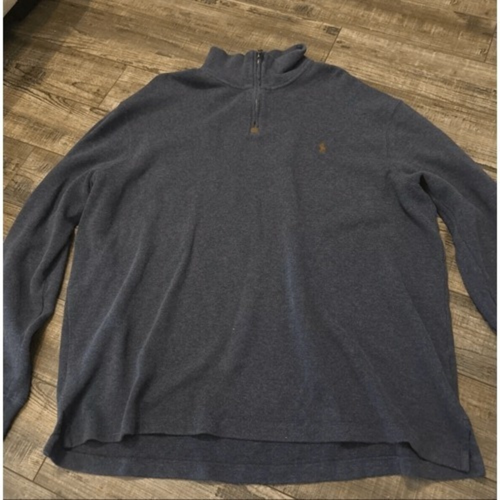 Polo Ralph Lauren Mens XXL Pullover 1/4 Zip 100% Cotton Knit Sweater Gray - Picture 2 of 7